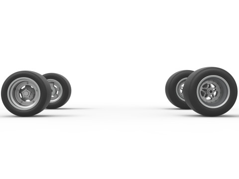 Wheel set of Asphalt Supermodified stock car Scale 1 to 25 3D Принт Модель