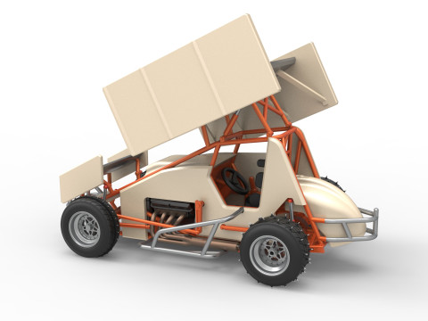 Winged Sprint car for Ice Scale 1 to 25 Modèles 3D en vedette