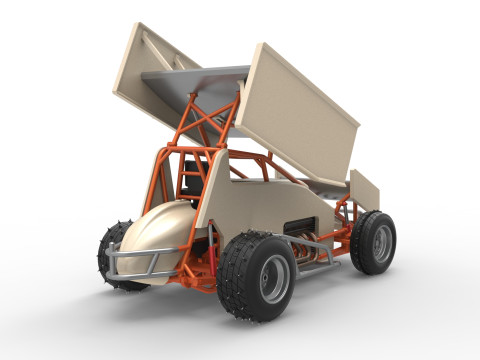 Winged Sprint car for Ice Scale 1 to 25 Modèles 3D en vedette