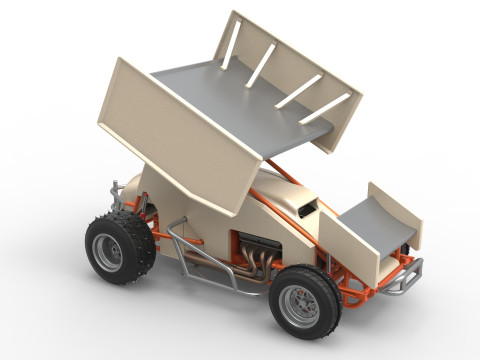 Winged Sprint car for Ice Scale 1 to 25 Modèles 3D en vedette