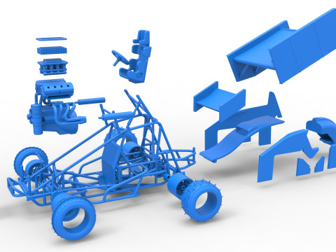 Winged Sprint car for Ice Scale 1 to 25 Modèles 3D en vedette