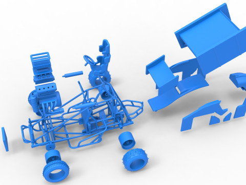 Winged Sprint car for Ice Scale 1 to 25 Modèles 3D en vedette