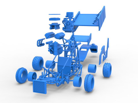 Winged Sprint car for Ice Scale 1 to 25 Modèles 3D en vedette