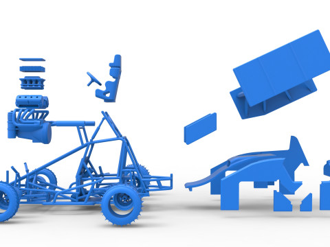 Winged Sprint car for Ice Scale 1 to 25 Modèles 3D en vedette