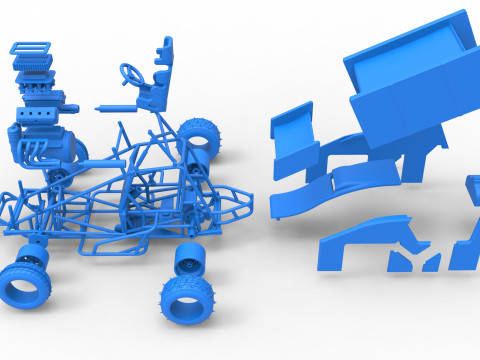 Winged Sprint car for Ice Scale 1 to 25 Modèles 3D en vedette