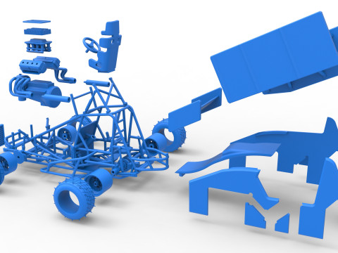 Winged Sprint car for Ice Scale 1 to 25 Modèles 3D en vedette