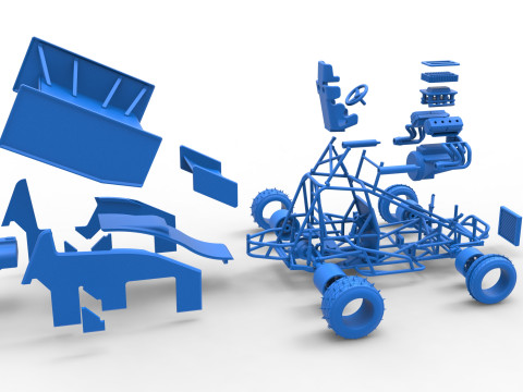 Winged Sprint car for Ice Scale 1 to 25 Modèles 3D en vedette