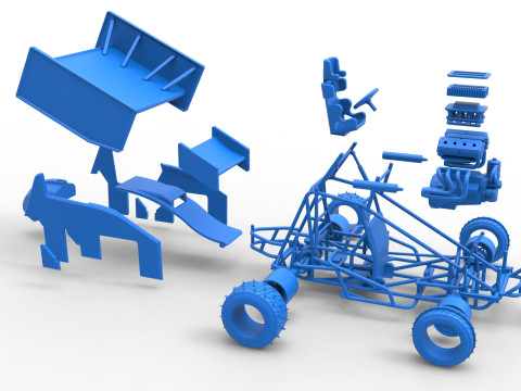 Winged Sprint car for Ice Scale 1 to 25 Modèles 3D en vedette