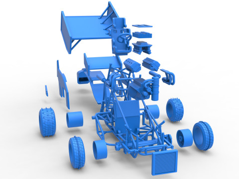 Winged Sprint car for Ice Scale 1 to 25 Modèles 3D en vedette