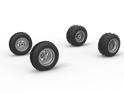 Wheel set of Ice Sprint car Scale 1 to 25 3D Print Model