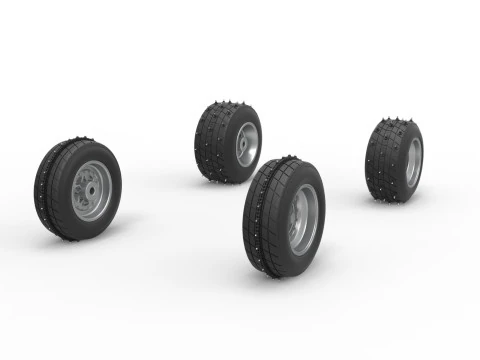 Wheel set of Ice Sprint car Scale 1 to 25 3D Print Model
