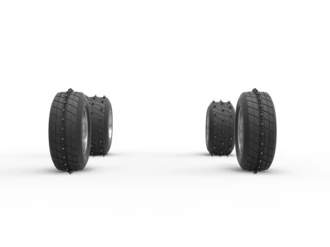 Wheel set of Ice Sprint car Scale 1 to 25 3D Print Model
