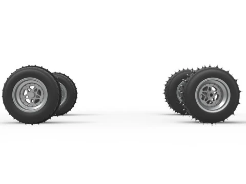 Wheel set of Ice Sprint car Scale 1 to 25 3D Print Model