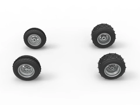 Wheel set of Ice Sprint car Scale 1 to 25 3D Print Model