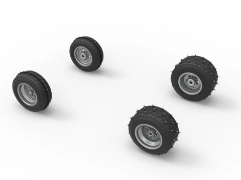 Wheel set of Ice Sprint car Scale 1 to 25 3D Print Model