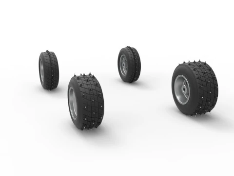Wheel set of Ice Sprint car Scale 1 to 25 3D Print Model