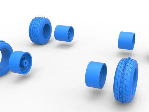 Wheel set of Ice Sprint car Scale 1 to 25 3D Print Model