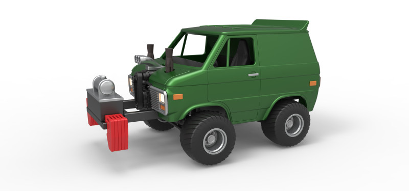 Diecast Fun short Pulling van 4wd Scale 1 to 25 3D Bask Modeli