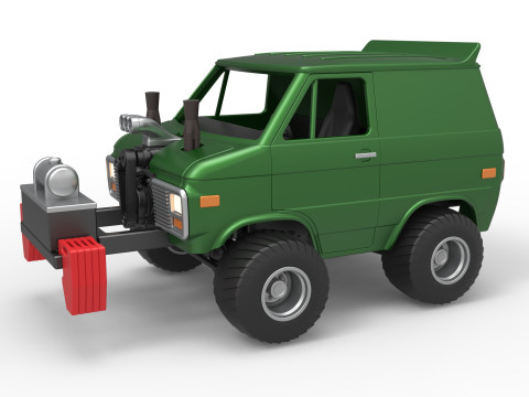 Fun short Pulling van 4wd Scale 1 to 25 3D Print Model