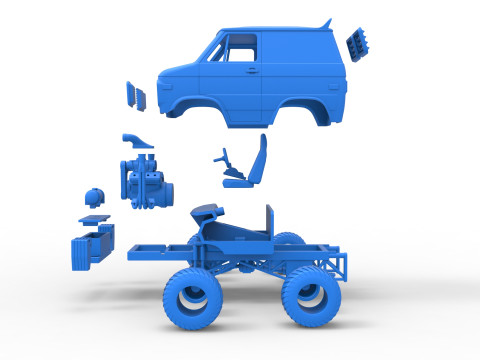 Fun short Pulling van 4wd Scale 1 to 25 Modelo de impresión 3D
