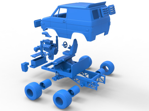 Fun short Pulling van 4wd Scale 1 to 25 Modelo de impresión 3D