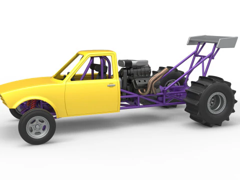 Dirt Dragster versie 2 schaal 1 tot 25 3D printmodel