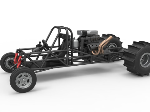 Dirt Dragster Base Scale 1 to 25 3D Print Model