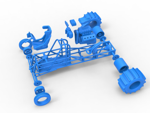 Dirt Dragster Base Scale 1 to 25 3D Принт Модель