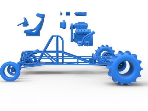 Dirt Dragster Base Scale 1 to 25 3D Принт Модель