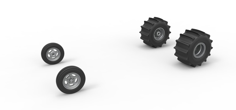 Wheel set of Dirt Dragster Scale 1 to 25 3D Print Model .c4d .max .obj .3ds .fbx .stl .blend 