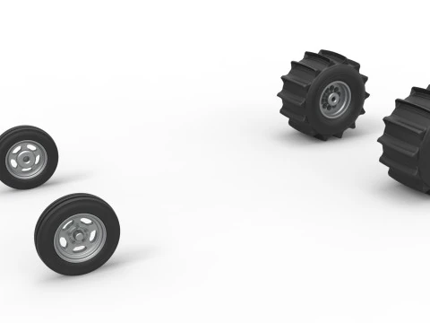 Conjunto de rodas de Dirt Dragster Escala 1 a 25 Modelo de Impressão 3D