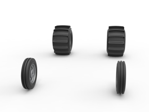 Wheel set of Dirt Dragster Scale 1 to 25 3D Print Model
