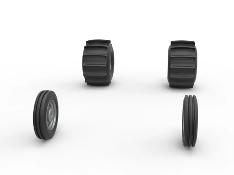 Wheel set of Dirt Dragster Scale 1 to 25 3D Print Model
