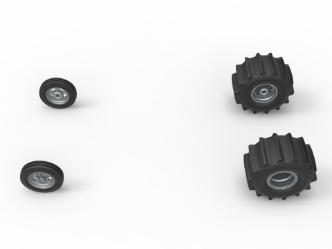 Wheel set of Dirt Dragster Scale 1 to 25 3D Print Model