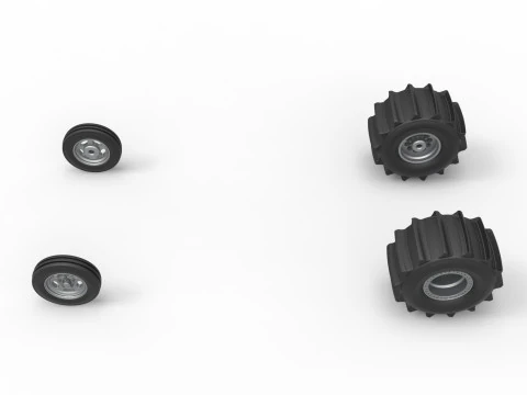 Wheel set of Dirt Dragster Scale 1 to 25 3D Print Model