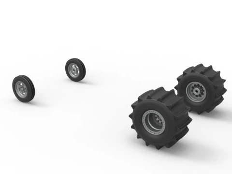 Wheel set of Dirt Dragster Scale 1 to 25 3D Print Model