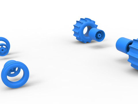 Wheel set of Dirt Dragster Scale 1 to 25 3D Print Model