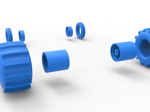 Wheel set of Dirt Dragster Scale 1 to 25 3D Print Model