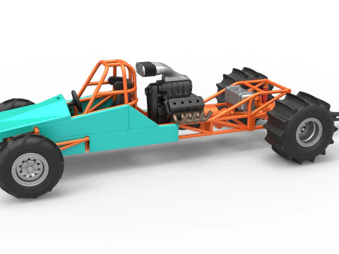 Dirt Dragster versie 3 schaal 1 tot 25 3D printmodel