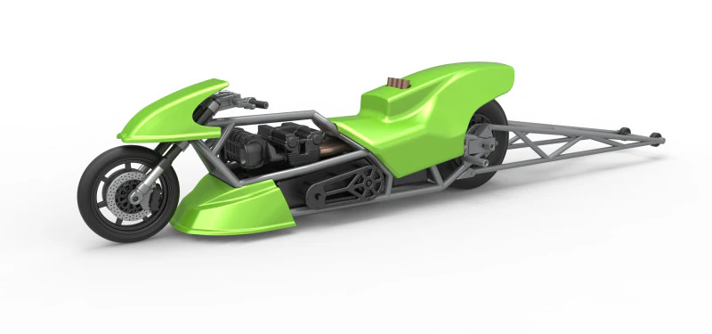Top fuel dragster motorcycle Scale 1 to 25 3D Print Model .c4d .max .obj .3ds .fbx .stl .blend 