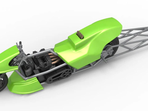 Top fuel dragster motorcycle Scale 1 to 25 3D Print Model