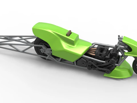 Top fuel dragster motorcycle Scale 1 to 25 3D Print Model