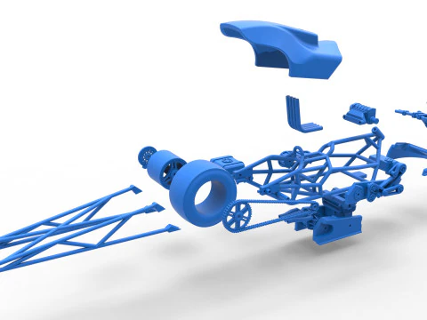 Top fuel dragster motorcycle Scale 1 to 25 3D Print Model