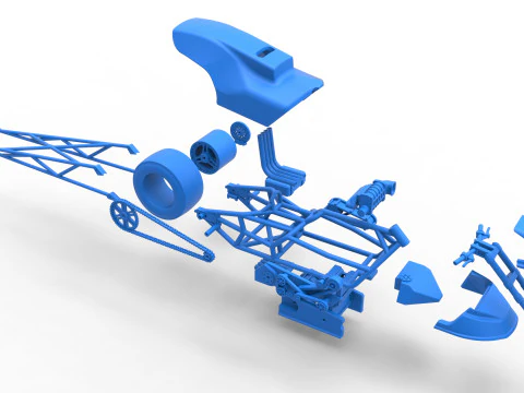 Top fuel dragster motorcycle Scale 1 to 25 3D Print Model