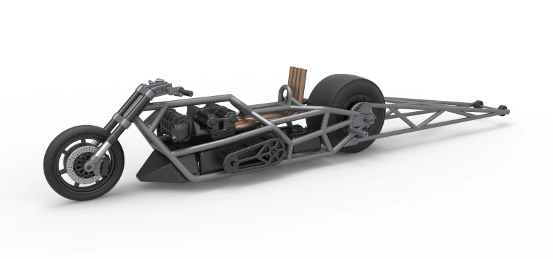 Top fuel dragster motorcycle Base Scale 1 to 25 3D Print Model .c4d .max .obj .3ds .fbx .stl .blend 