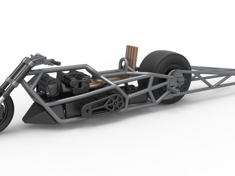 Top fuel dragster motorcycle Base Scale 1 to 25 3D Print Model