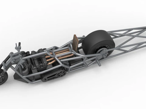 Top fuel dragster motorcycle Base Scale 1 to 25 3D Print Model