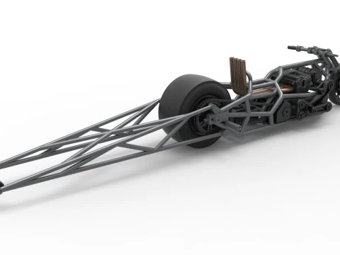 Top fuel dragster motorcycle Base Scale 1 to 25 3D Print Model