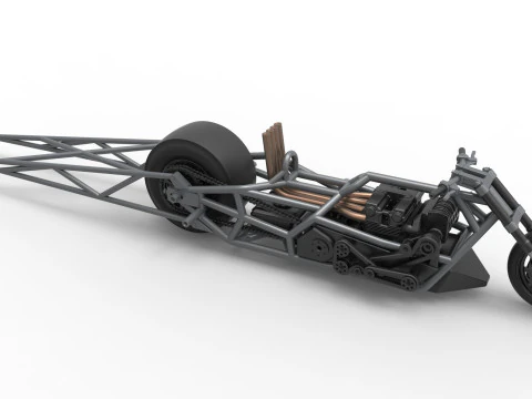 Top fuel dragster motorcycle Base Scale 1 to 25 3D Print Model