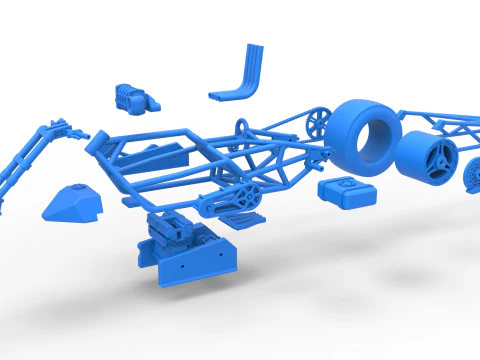 Top fuel dragster motorcycle Base Scale 1 to 25 3D Print Model